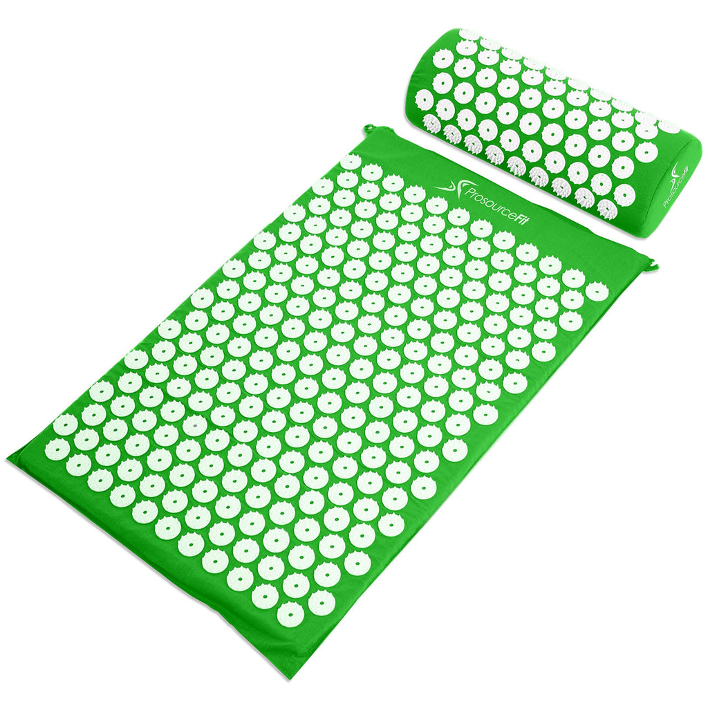  [AUSTRALIA] - ProsourceFit Acupressure Mat and Pillow Set for Back/Neck Pain Relief and Muscle Relaxation Original Green