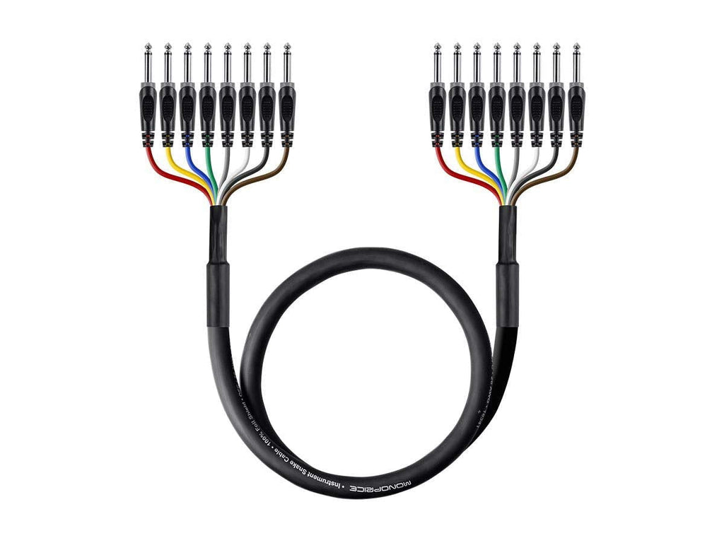  [AUSTRALIA] - Monoprice 8-Channel 1/4 Inch TS Male to 1/4 Inch TS Male Snake 26AWG Cable C/d - 2 Meter (6 Feet) with 8 Balanced Mono/Unbalanced Stereo Lines 6 Feet