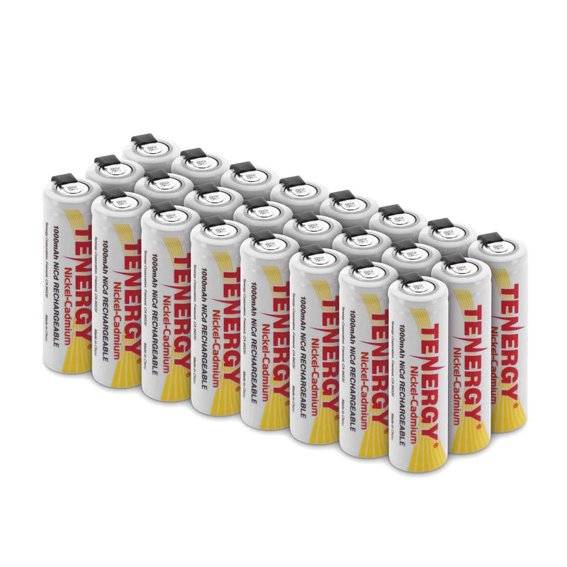 Tenergy Rechargeable AA NiCD Battery, 1000mAh High Capacity Batteries Flat Top with Tabs for Shavers, Trimmers, Razors 24 Pcs - LeoForward Australia