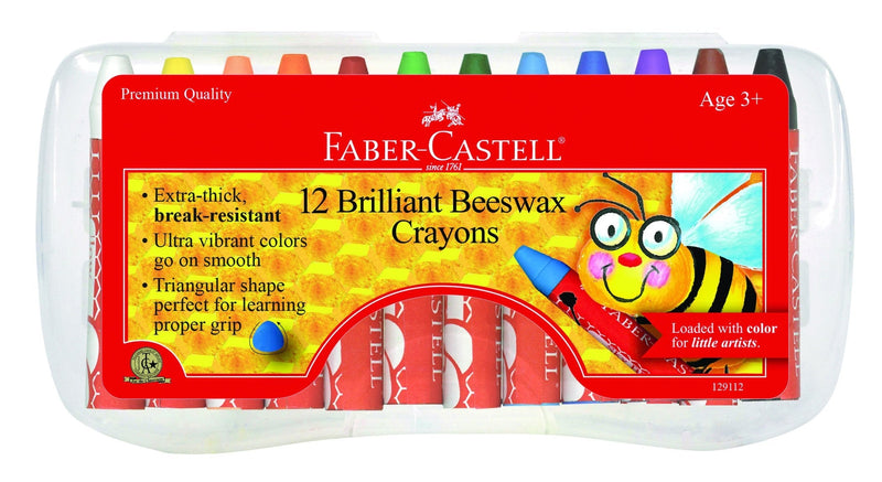  [AUSTRALIA] - Faber-Castell Beeswax Crayons in Durable Storage Case, 12 Vibrant Colors 12 Count