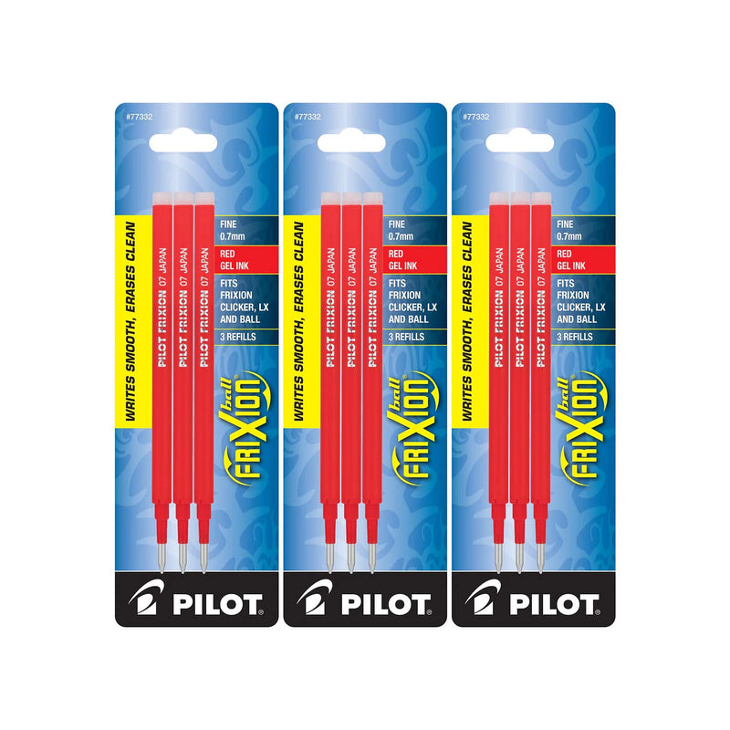  [AUSTRALIA] - Pilot Gel Ink Refills for FriXion Erasable Gel Ink Pen, Fine Point, Red Ink, Total of 9(77332) 1