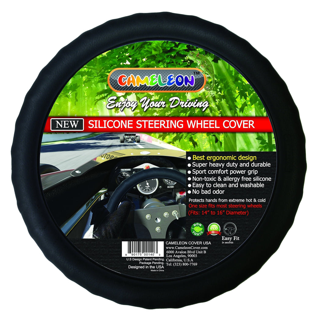  [AUSTRALIA] - New Silicone Black Steering Wheel Cover- Racing Power Grip-ergonomic Handling (Black)