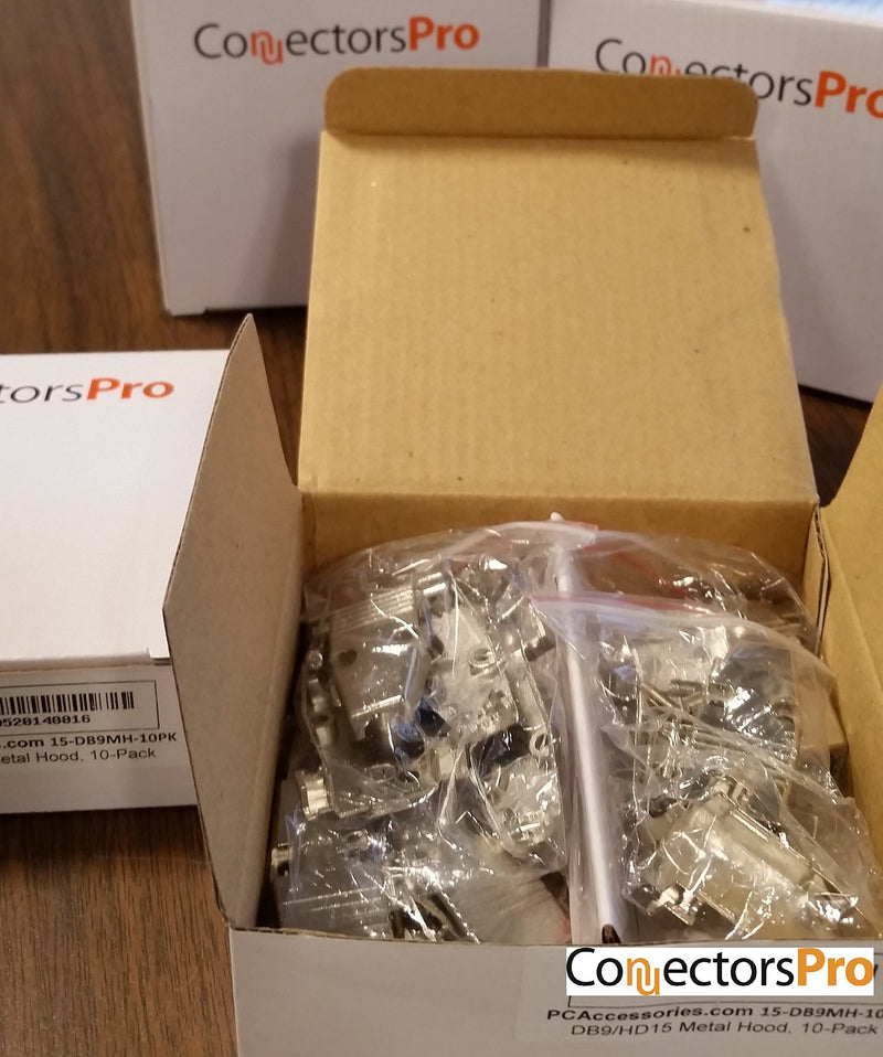  [AUSTRALIA] - PC Accessories - Connectors Pro DB9 Metal Hood Back Shell DB-9 with Short Screws, 10-Pack for DB9 Male Female Connectors