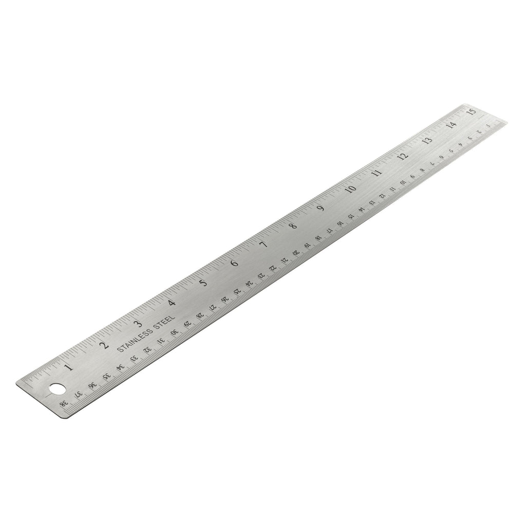  [AUSTRALIA] - Officemate OIC Classic Stainless Steel Metal Ruler, 15 inches with Metric Measurements, Silver, 15" L x 1.25" W (66612)