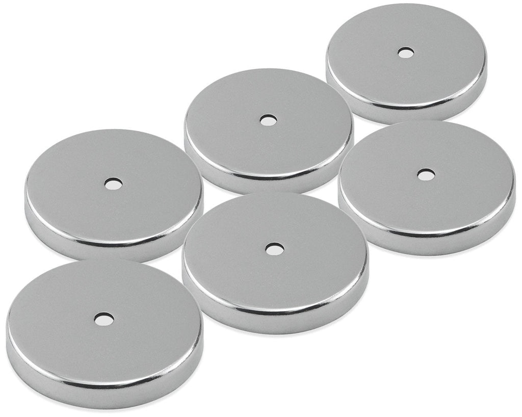 Master Magnetics Round Base Magnet Fastener with 0.197" Center Hole Chrome Plate, 2.04" Diameter, 0.302" Thick, 35 Pounds, Silver (Pack of 6), RB50CX6 1- (Pack of 6) - LeoForward Australia