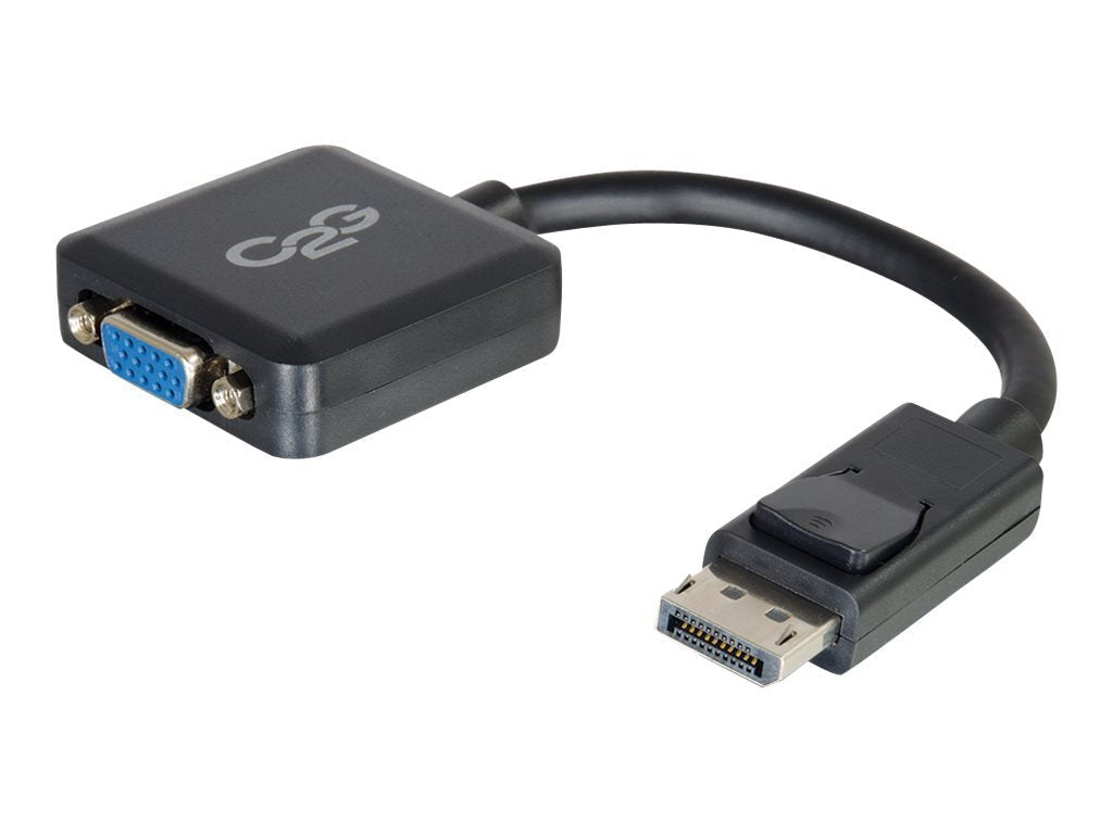 C2G Mini Display Port Cable, Display Port to VGA, Male to Female, Black, 8 inches, Cables to Go 54323 DisplayPort To VGA - 8 Inches - LeoForward Australia