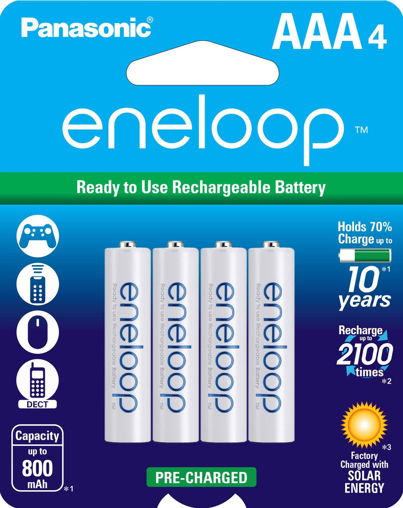 Panasonic BK-4MCCA4BA eneloop AAA 2100 Cycle Ni-MH Pre-Charged Rechargeable Batteries, Pack of 4 - LeoForward Australia