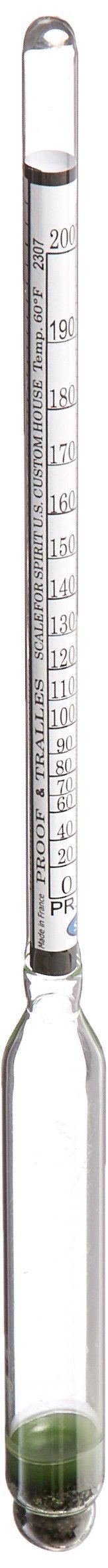 cnsdistributing 6809 Proof and Tralle or % Alcohol Hydrometer Alcoholmeter Spiritometer for Moonshine Still, Spirits, Distilled,Clear Clear - LeoForward Australia