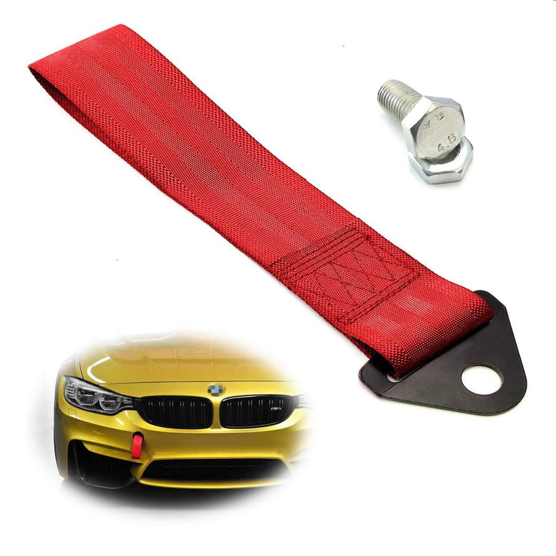  [AUSTRALIA] - iJDMTOY Sports Red Appearance Racing Style Nylon Tow Strap Universal Fit Compatible with Front or Rear Bumper