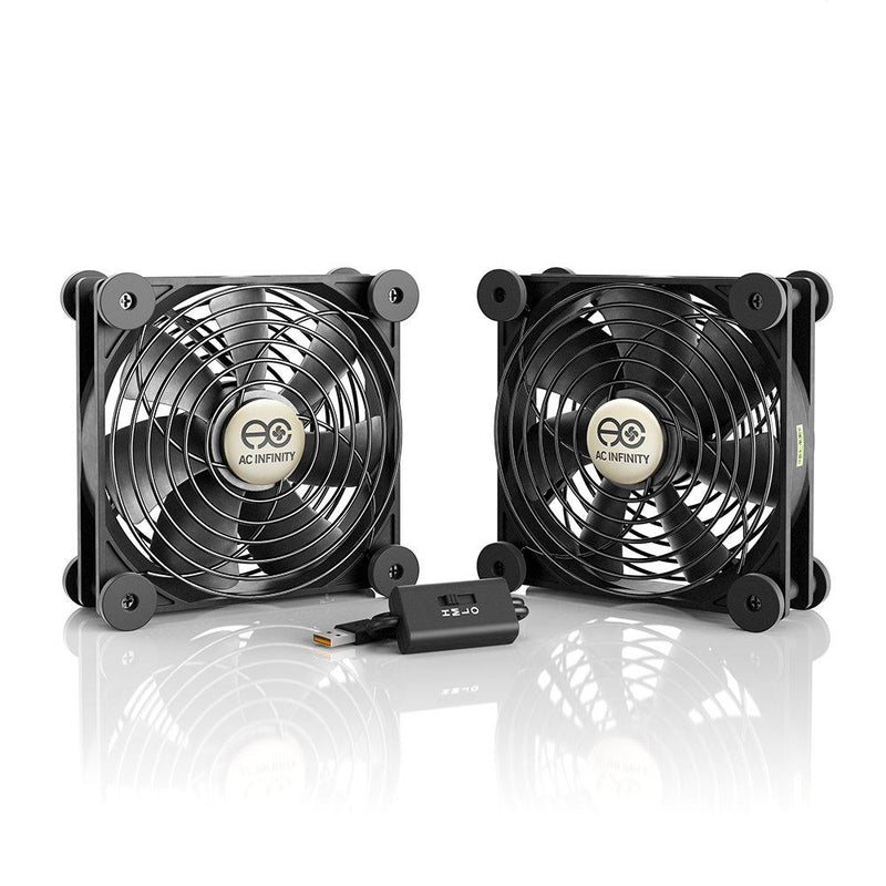 AC Infinity MULTIFAN S7, Quiet Dual 120mm USB Fan, UL-Certified for Receiver DVR Playstation Xbox Computer Cabinet Cooling - LeoForward Australia