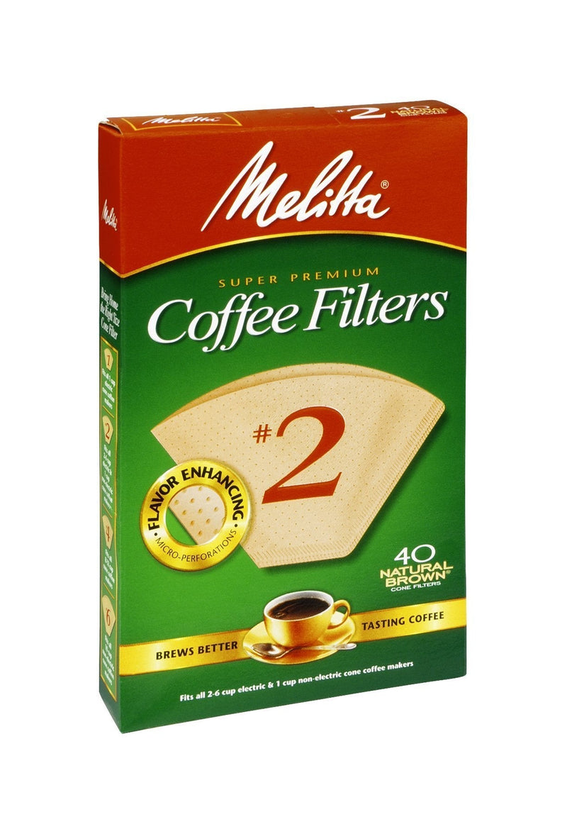 Melitta 612412 #2 Natural Brown Cone Coffee Filters 40 Count - LeoForward Australia