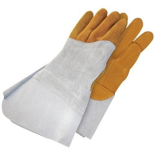  [AUSTRALIA] - Bob Dale 64-1-1525-11 Premium Reverse Grain Deerskin Welder Glove with Left Hand Patch, Size 11, Grey/Tan
