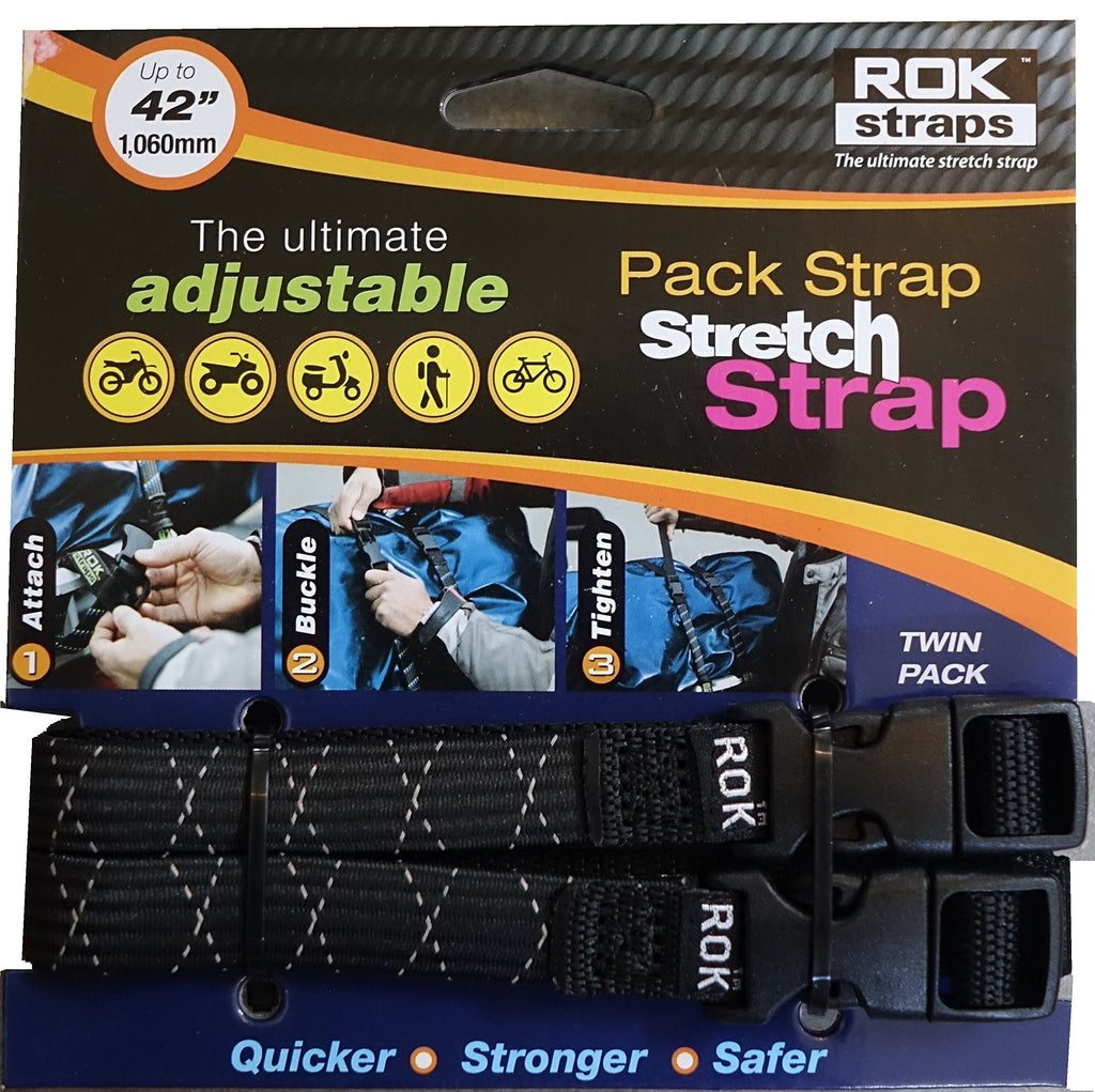  [AUSTRALIA] - ROK Straps ROK-10358 Black/Reflective 12" - 42" Pack Adjustable Stretch Strap 1