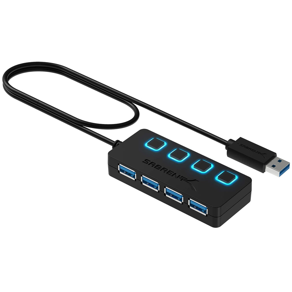  [AUSTRALIA] - Sabrent 4-Port USB 3.0 Hub with Individual LED Power Switches | 2 Ft Cable | Slim & Portable | for Mac & PC (HB-UM43)