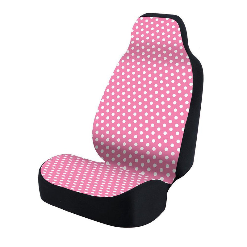  [AUSTRALIA] - Coverking Universal Fit 50/50 Bucket Design Fashion Print Seat Cover - Polka Dots (White and Pink Background) White and Pink Background