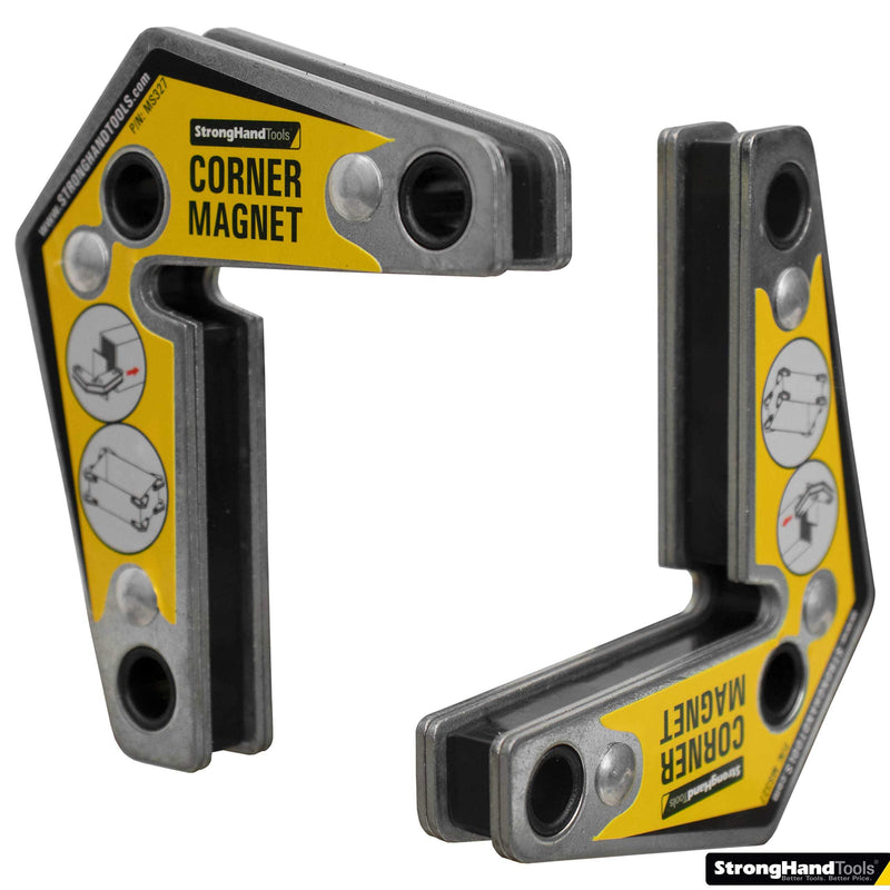  [AUSTRALIA] - Strong Hand Tools, Magnetic Corner Squares, (Twin Pack), 12°, 90° & 60° Angle Setting, Max Pull Force: 30 lbs, Low Profile, 3-1/4 x 3-3/4 x 5/8″, MST327 3.25-Inch x 3.75-Inch