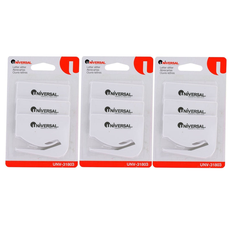  [AUSTRALIA] - Universal Letter Slitter Hand Letter Opener w/Concealed Blade, 2 1/2", White, Pack of 9