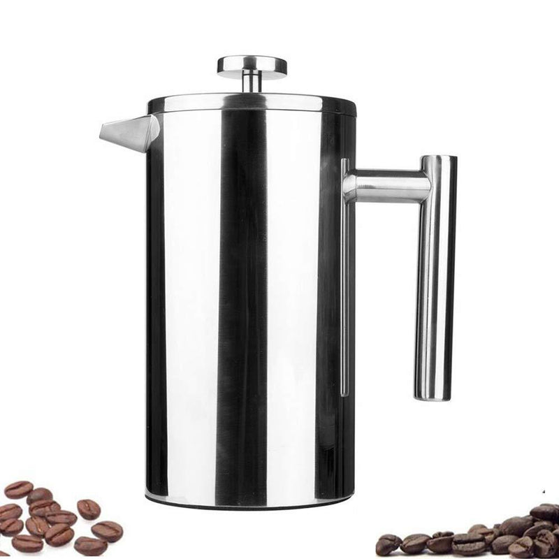 Highwin P1001-3 Small Stainless Steel Dual-Filter French Press Coffee Plunger, 12-Ounce, Silver - LeoForward Australia