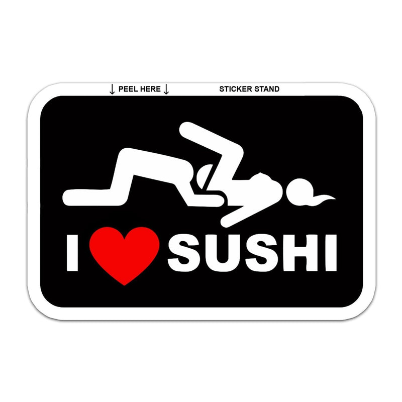  [AUSTRALIA] - I Love Sushi Adult Funny car Bumper Sticker Window Decal 5" x 3" 5" (1 Decal)