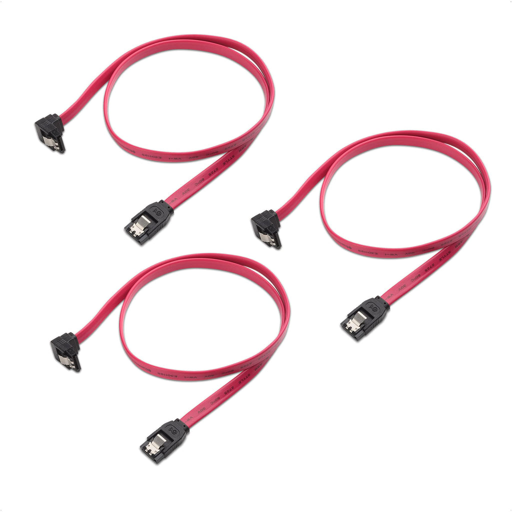  [AUSTRALIA] - Cable Matters 3-Pack 90 Degree Right Angle SATA III 6.0 Gbps SATA Cable (SATA 3 Cable) Red - 24 Inches
