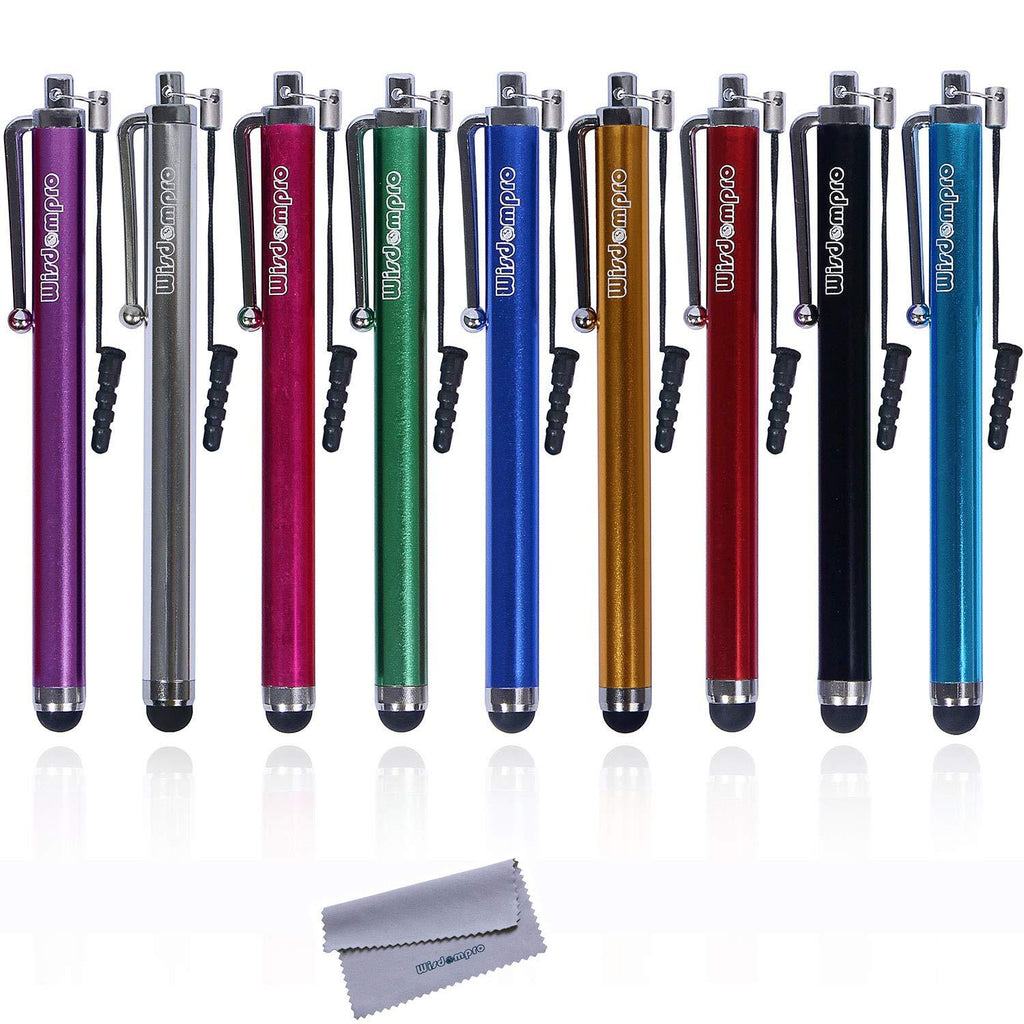 Wisdompro 9-Pack 4.5-Inch Stylus for Capacitive Touch Screen - Black / Silver / Golden / Green / Red / Blue / Light Blue / Hot Pink / Purple 9-Color Pack - LeoForward Australia