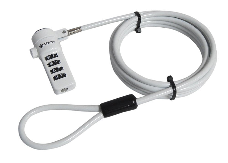  [AUSTRALIA] - Sendt White Notebook/Laptop Combination Lock Security Cable