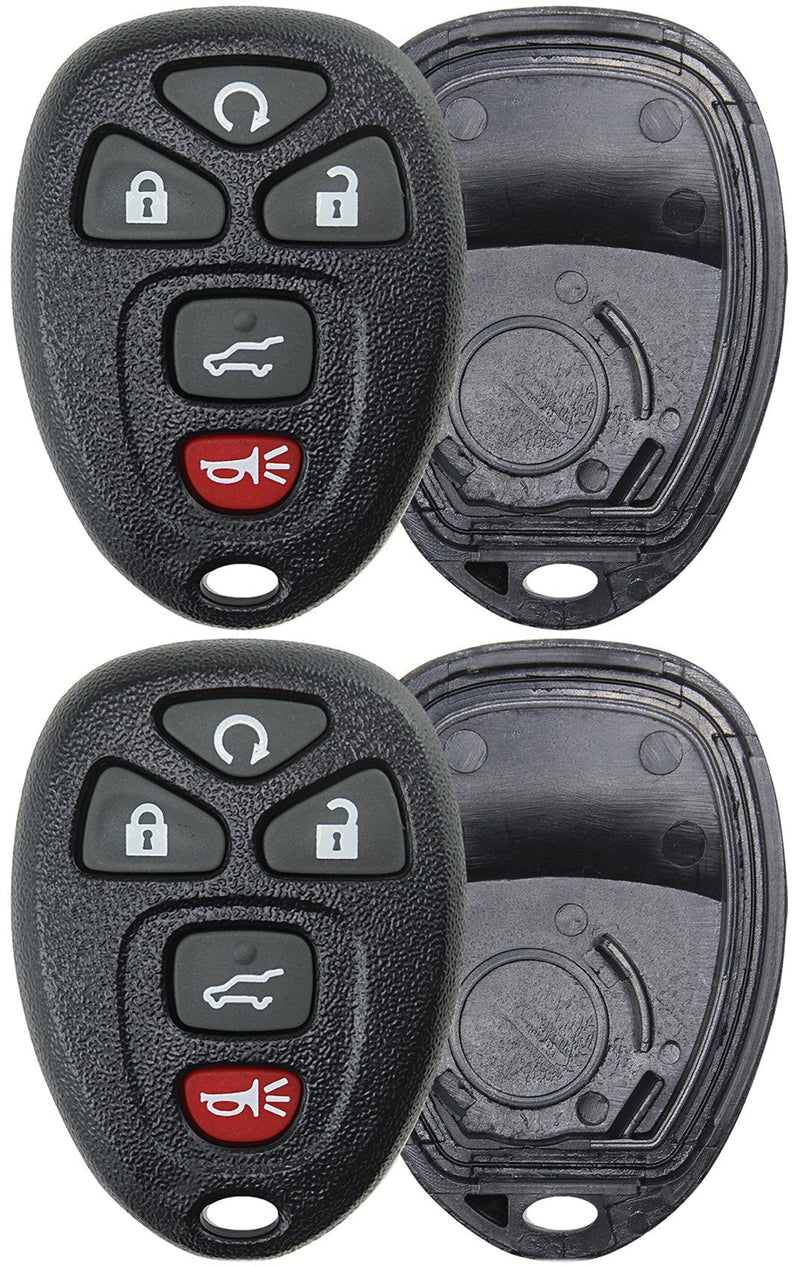  [AUSTRALIA] - 2 KeylessOption Replacement 5 Button Keyless Entry Remote Key Fob Shell Case and Button Pad -Black black