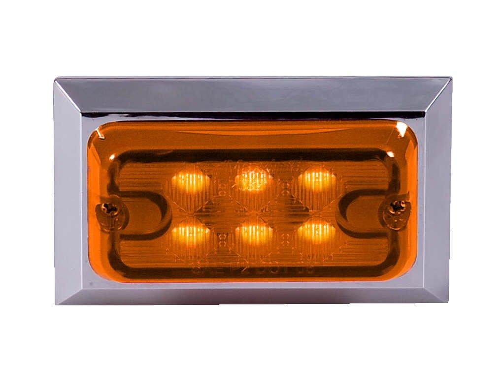  [AUSTRALIA] - Maxxima M20321Y Amber Rectangular LED Clearance Marker Light with Chrome Trim