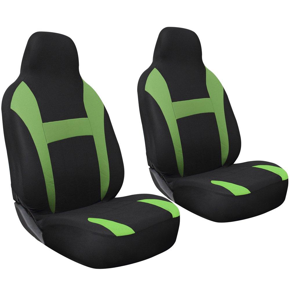  [AUSTRALIA] - OxGord 2pc Integrated Flat Cloth Bucket Seat Covers - Universal Fit for Car, Truck, Van, SUV - Green/Black
