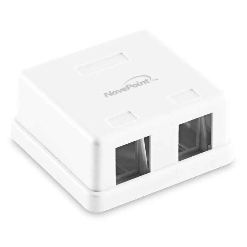  [AUSTRALIA] - NavePoint Keystone Jack Surface-Mount Box 2-Port White, 10-Pack
