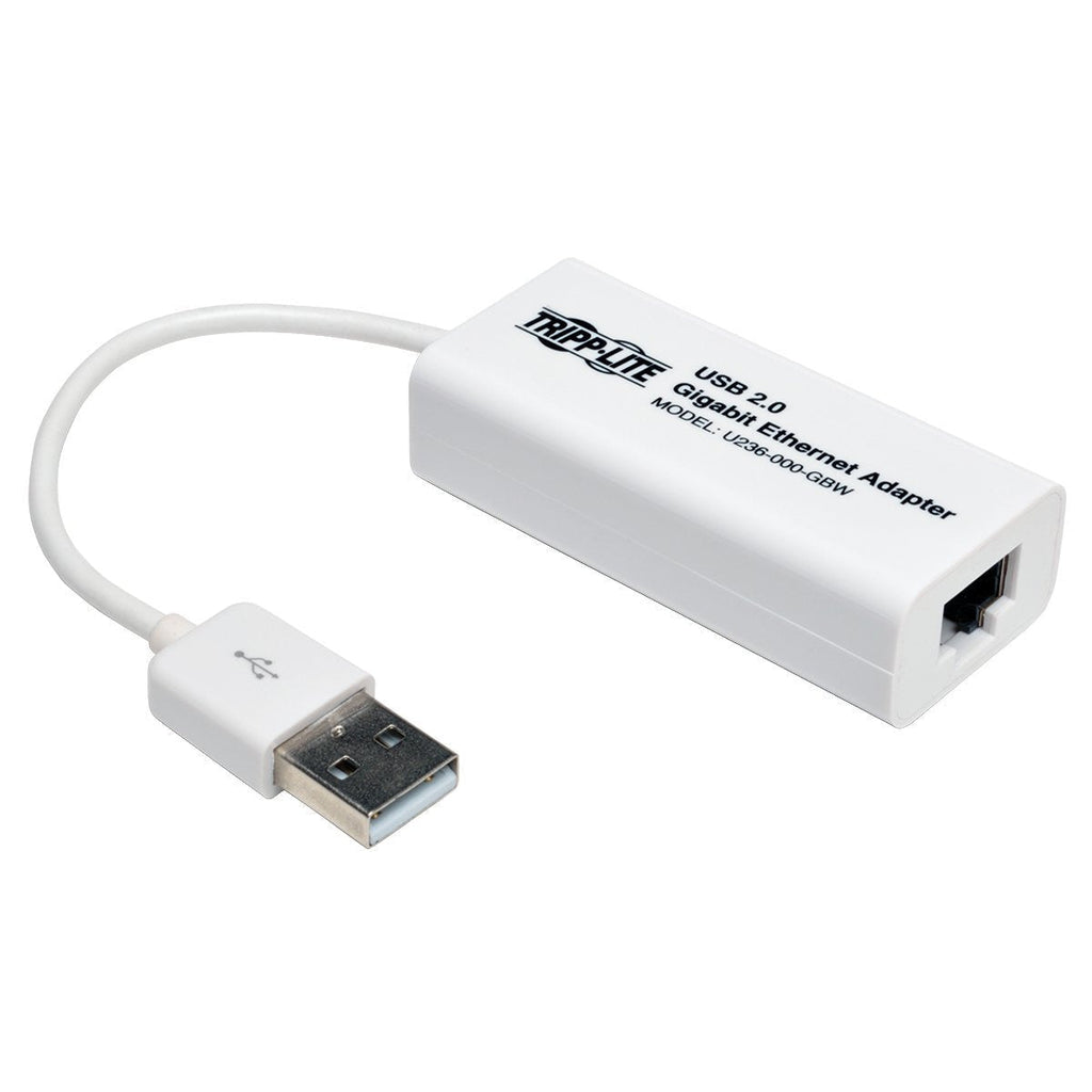 TRIPP LITE USB 2.0 Hi-Speed to Gigabit Ethernet NIC Network Adapter, White (U236-000-GBW) - LeoForward Australia