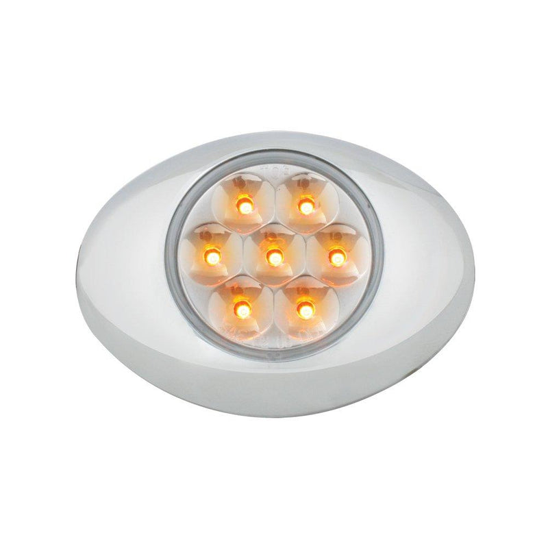  [AUSTRALIA] - Grand General 76231 Amber Small Low Profile 7-LED Marker Clearance Sealed Light with Chrome Bezel and Clear Lens Amber/Clear Pearl LED