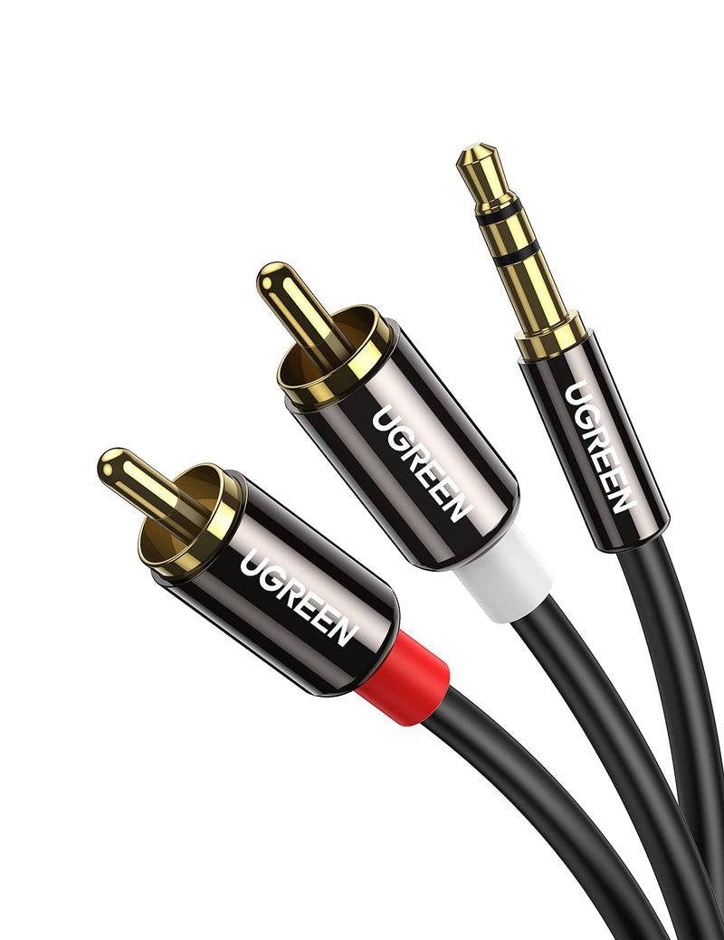 UGREEN 3.5mm to 2RCA Male Cable Audio Adapter RCA Auxiliary Hi-Fi Sound Shielded Stereo Flexible RCA Y Splitter Cable Cord Metal Shell Compatible with Smartphone Speakers Tablet HDTV MP3 Player 6FT - LeoForward Australia