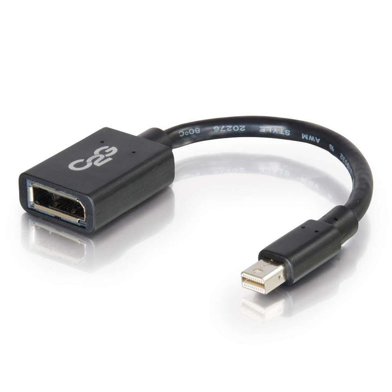 C2G Mini Display Port to Display Port Adapter, Male to Female, Black, 6 inches, Cables to Go 54303 Mini Male to Adapter Female 0.5 Feet - LeoForward Australia