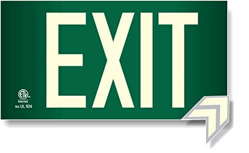  [AUSTRALIA] - Photoluminescent Exit Sign Green - Aluminum Code Approved UL 924 / IBC / NFPA 101 | NightBright USA Part Number ULG-050