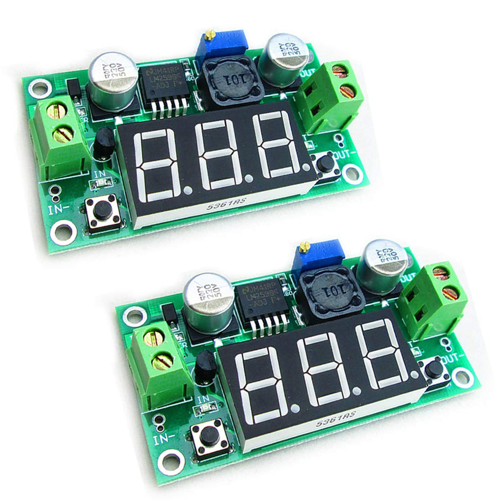  [AUSTRALIA] - HiLetgo 2pcs LM2596 Adjustable DC-DC Step Down Buck Power Convert Module 4.0-40V Input to 1.25-37V Output with LED Voltmeter Display