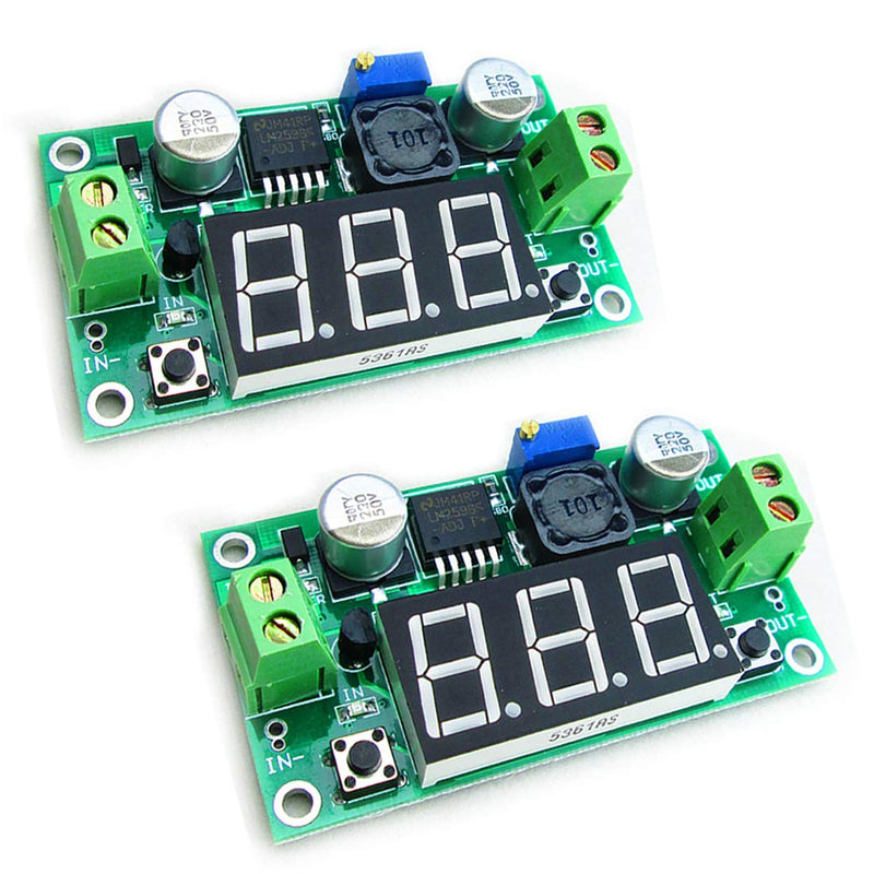  [AUSTRALIA] - HiLetgo 2pcs LM2596 Adjustable DC-DC Step Down Buck Power Convert Module 4.0-40V Input to 1.25-37V Output with LED Voltmeter Display