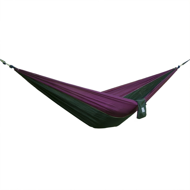  [AUSTRALIA] - OuterEQ Portable Parachute Camping Hammocks Lightweight Nylon Fabric Travel Hammock Purple/Army Approx 275cm x 140cm