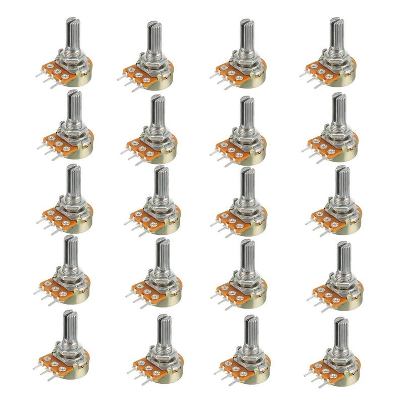  [AUSTRALIA] - HiLetgo 20pcs WH148 Single-Joint Potentiometer 10K B10K Variable Resistors 15mm Shaft 3Pins 10K Ohm Potentiometer