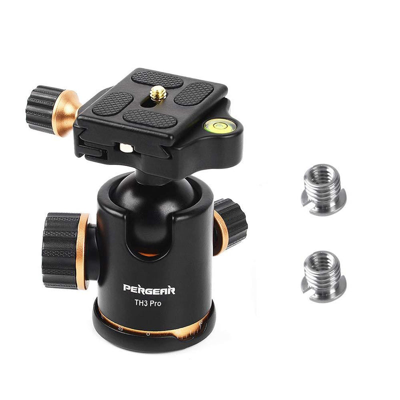  [AUSTRALIA] - Pergear TH3 Pro DSLR Camera Tripod Ball Head, 8KG/17.6lbs Loading Capacity, 360 Degree Swivel, Metal Build Quality, Fine Tuning Damping, U-Shaped Groove Design for Easy Switching Into Vertical Mode