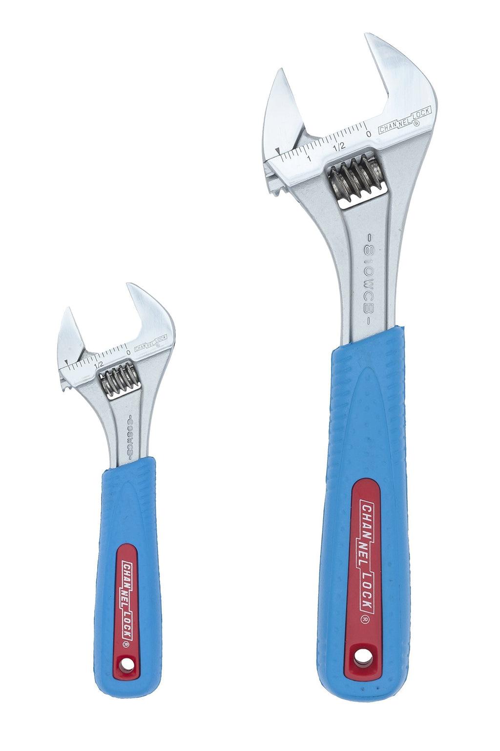  [AUSTRALIA] - Channellock WS-2CB 2 Piece Adjustable Wrench Set | 6-inch & 10-Inch Wrench | Precise Jaw Design Grips in Tight Spaces | Measurement Scales for Easy Sizing of Diameters | CODE BLUE Grips 2pc CODE BLUE Grip - 8-Inch 10-Inch