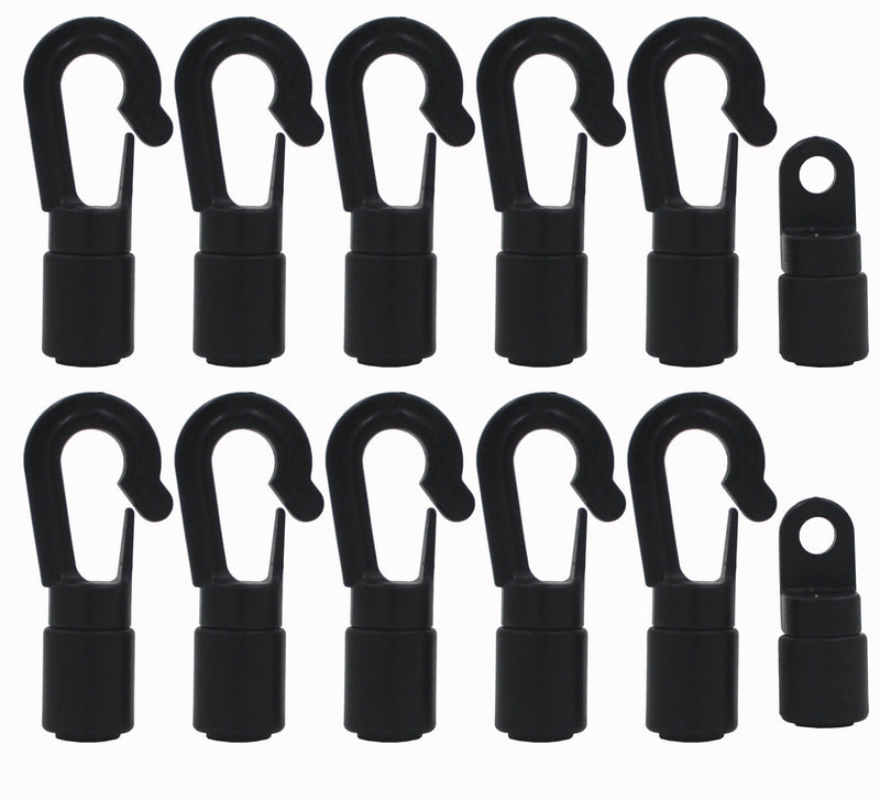  [AUSTRALIA] - Shock Cord Hook 10 Pcs Bungee Terminal End Tabbed S Hooks for 1/4" Bungee to Use on Kayaks Bendy 10 pcs