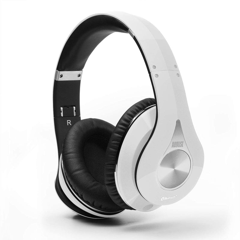 August EP640 Bluetooth Wireless Stereo Headphones with NFC and aptX - White - LeoForward Australia