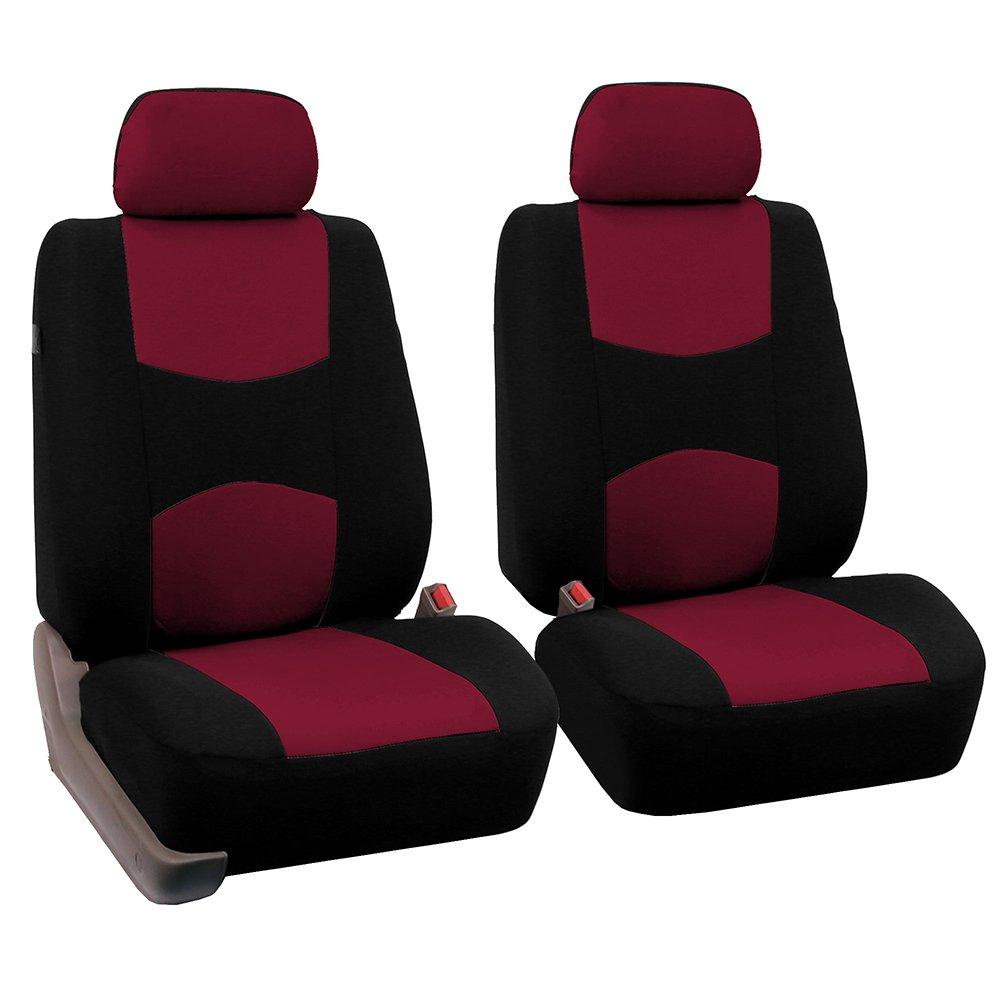  [AUSTRALIA] - FH Group Universal Fit Flat Cloth Pair Bucket Seat Cover, (Burgundy/Black) (FH-FB050102, Fit Most Car, Truck, Suv, or Van) Burgundy/Black