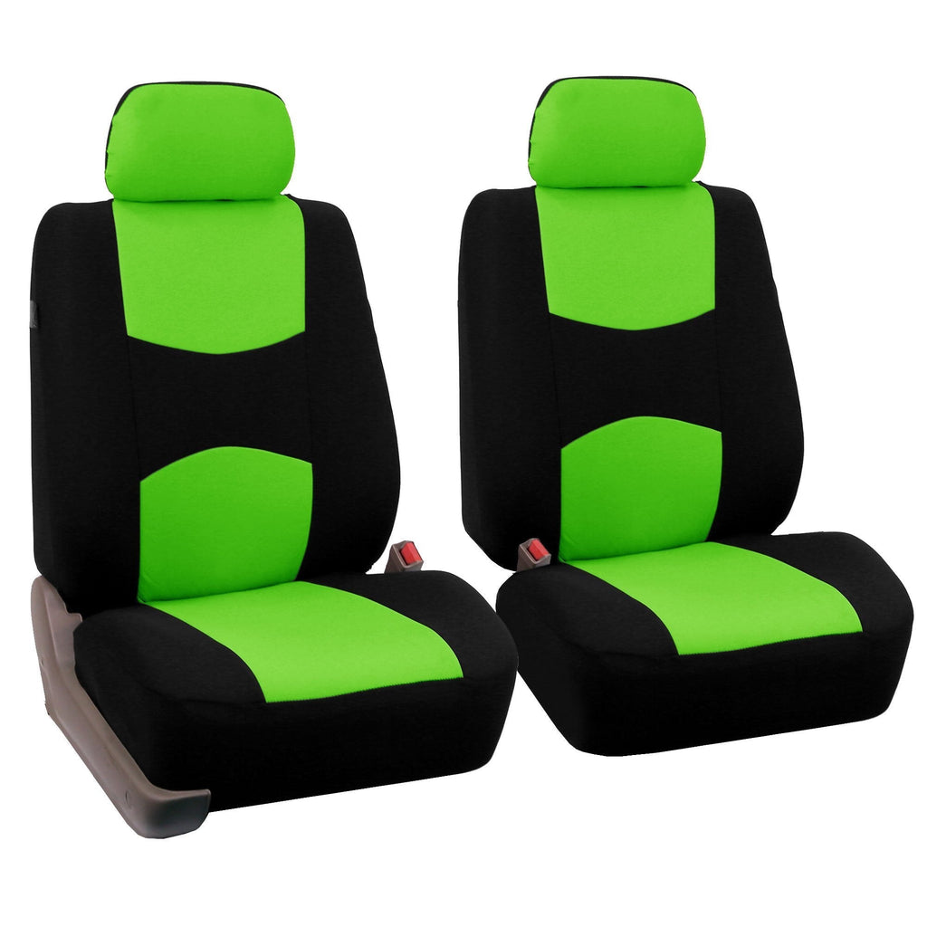  [AUSTRALIA] - FH Group Universal Fit Flat Cloth Pair Bucket Seat Cover, (Green/Black) (FH-FB050102, Fit Most Car, Truck, Suv, or Van)