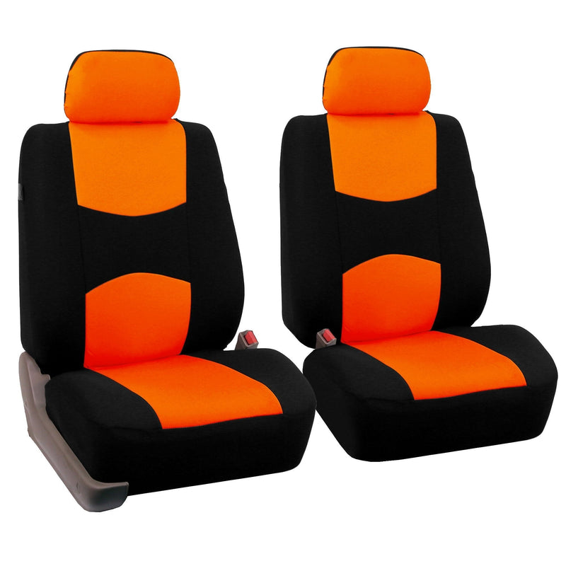  [AUSTRALIA] - FH Group Universal Fit Flat Cloth Pair Bucket Seat Cover, (Orange/Black) (FH-FB050102, Fit Most Car, Truck, Suv, or Van) Orange/Black