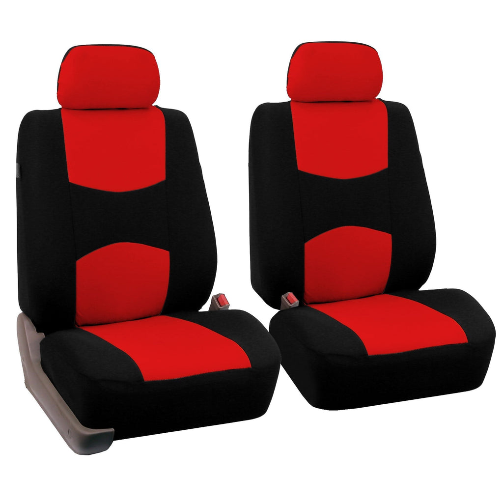  [AUSTRALIA] - FH Group Universal Fit Flat Cloth Pair Bucket Seat Cover, (Red/Black) (FH-FB050102, Fit Most Car, Truck, Suv, or Van) Red/Black