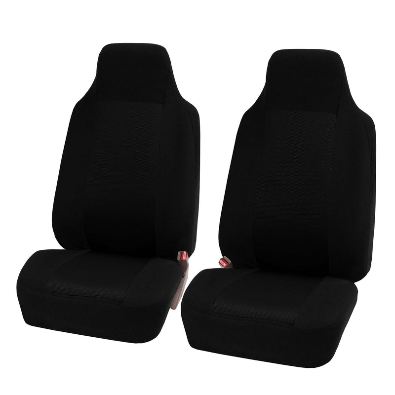  [AUSTRALIA] - FH Group FB102BLACK102 Black Front Classic Cloth 3D Air mesh Bucket Auto Seat Cover, Set of 2