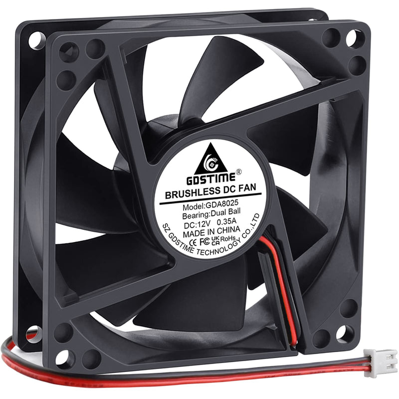  [AUSTRALIA] - GDSTIME 4500RPM 8cm 80mm x 80mm x 25mm 12v Big Airflow High Speed Dual Ball Bearing Brushless DC Cooling Fan 2 Pin