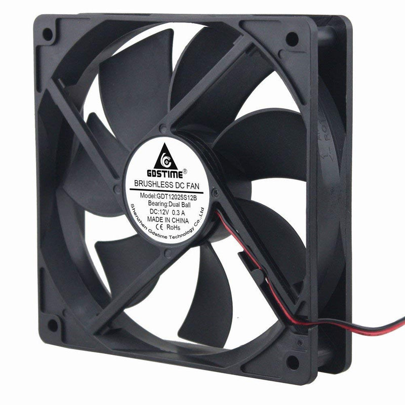  [AUSTRALIA] - GDSTIME Dual Ball Bearings 120mm x 120mm x 25mm 5 inch 12v Brushless DC Cooling Exhaust Fan